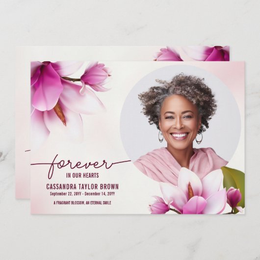 マグノリアピンクフローラメモリアルサンキューカード サンキューカード (正面/裏面)