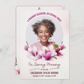 マグノリアピンクフローラ葬儀祈りの言葉カード プログラム (正面/裏面)