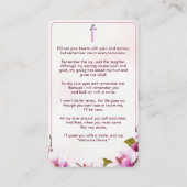 マグノリアピンクフローラ葬儀祈りの言葉カード 名刺 (裏面)