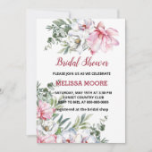 マグノリアピンクホワイトフラワーブライダルシャワー 招待状 (正面)