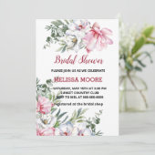 マグノリアピンクホワイトフラワーブライダルシャワー 招待状 (スタンド正面)