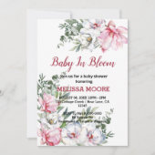 マグノリアピンク白ベビーイン開花 招待状 (正面)