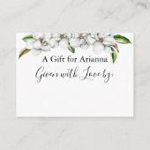 マグノリアフラズノーラップブライダルシャワーギフトラベル エンクロージャーカード (裏面)