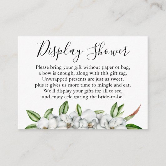 マグノリアフラズノーラップブライダルシャワーギフトラベル エンクロージャーカード (正面)