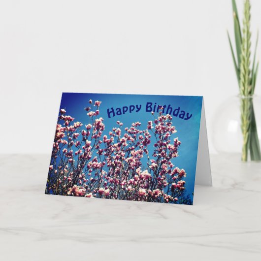 マグノリアフラズブルースカイフラワー誕生日 カード (正面)