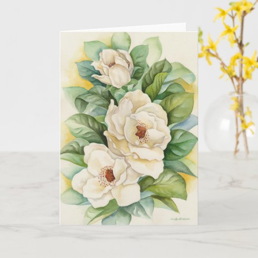 マグノリアフラワーウォーターカラーアート数々の- カード (黄色い花)