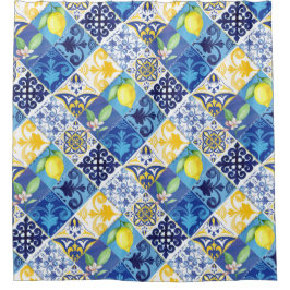 マグノリアフラワーネービーブルーシャワーカーテン シャワーカーテン