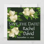 マグノリアフラワー日付薄い磁気カードを保存 マグネット招待状 (正面)