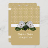 マグノリアフラワー(紋章の)フラ・ダ・リ結婚ズ 招待状 (正面/裏面)