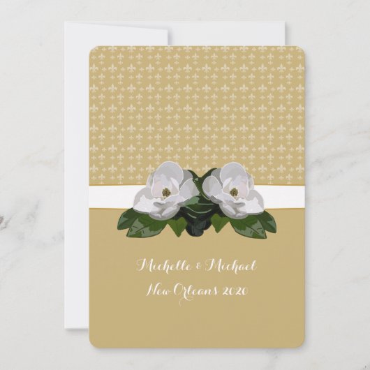 マグノリアフラワー(紋章の)フラ・ダ・リ結婚ズ 招待状 (正面)