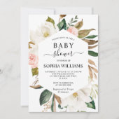 マグノリアフレームフローラベビーシャワー招待状 招待状 (正面)