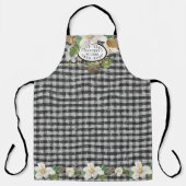 マグノリアフローラファームハウス白黒キッチンネーム エプロン (正面)