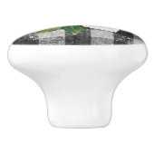 マグノリアフローラファームハウス素朴白黒チェック セラミックノブ (側面)