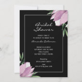 マグノリアフローラブラックブライダルシャワー 招待状 (正面)