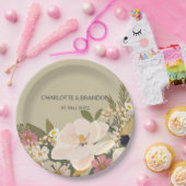 マグノリアフローラブーケウェディングパーティー ペーパープレート (パーティー)