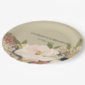 マグノリアフローラブーケウェディングパーティー ペーパープレート (アングル)