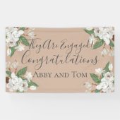 マグノリアフローラホワイトグリーンピンク婚約 横断幕 (横)