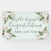 マグノリアフローラホワイトグリーン婚約バナー 横断幕 (横)