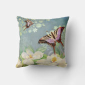 マグノリアフローラヴィンテージバタフライブルーウォーター色 クッション (裏面)