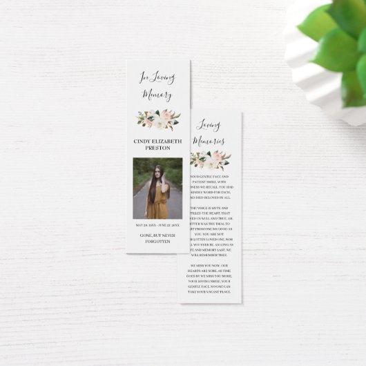 マグノリアフローラ写真葬儀詩ブックマークカード (デスク)