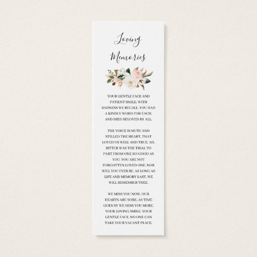 マグノリアフローラ写真葬儀詩ブックマークカード (裏面)