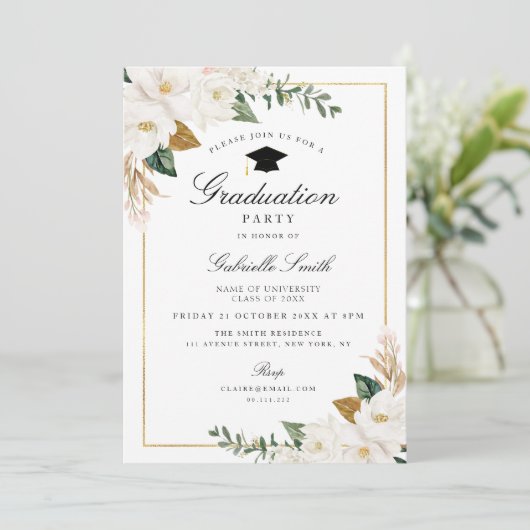 マグノリアフローラ卒業パーティーの招待 招待状 (スタンド正面)