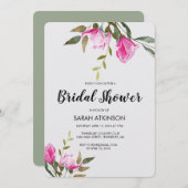 マグノリアフローラ水彩婚約招待状 招待状 (正面/裏面)