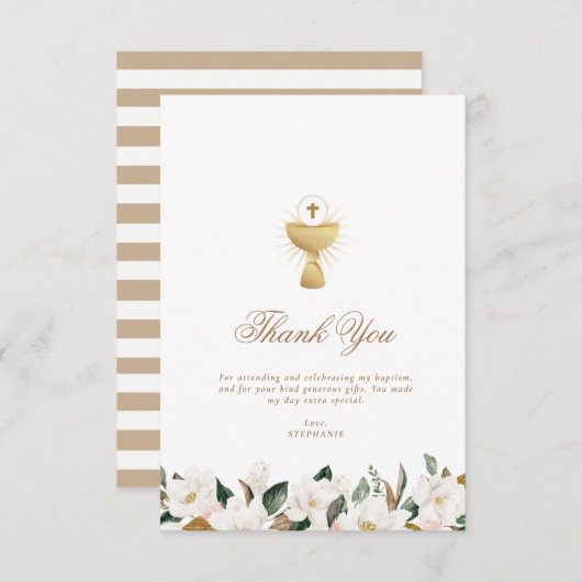 マグノリアフローラ洗礼サンキューカード 招待状 (正面/裏面)