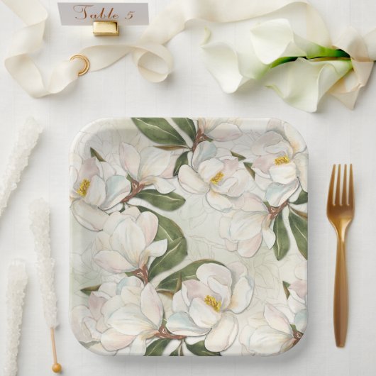 マグノリアフローラ紙プレート ペーパープレート (ウェディング)