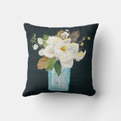 マグノリアフローラ素朴ネービーウッドブルーグラス花瓶 クッション (裏面)