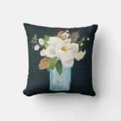 マグノリアフローラ素朴ネービーウッドブルーグラス花瓶 クッション (正面)