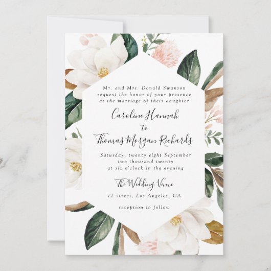 マグノリアフローラ結婚式招待状 招待状 (正面)