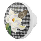 マグノリアフ素朴ァームハウスブラックnホワイトギンガム セラミックノブ (右)