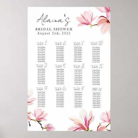 マグノリアブライダルシャワー座席表 ポスター (正面)