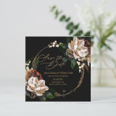 マグノリアブラック金ゴールドリースフローラ日付を保存 招待状 (スタンド正面)