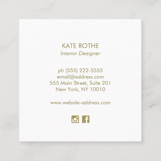 マグノリアブランチフローラシグネチャースクリプトブルーリネン スクエア名刺 (裏面)