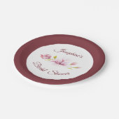 マグノリアブルゴーニュフローラブライダルシャワー ペーパープレート (アングル)
