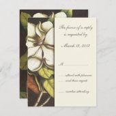 マグノリアブロッサムフローラ結婚式招待状RSVP 出欠カード (正面/裏面)