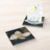 マグノリアブロッサム付きガラスコースターデザイン ガラスコースター (アングル)