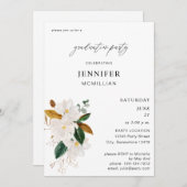 マグノリアホワイトフローラグラデーションパーティー 招待状 (正面/裏面)