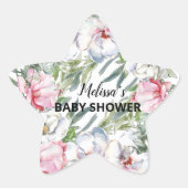 マグノリアホワイト赤面ピンクフローラカップケーキトッパー 星シール (正面)