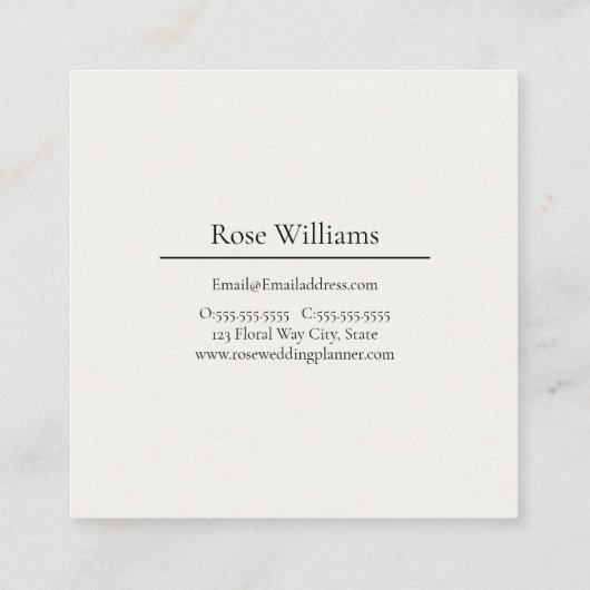 マグノリアボタニカルスチルライフエレガントフローラ スクエア名刺 (裏面)