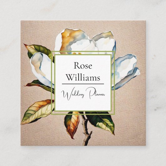 マグノリアボタニカルスチルライフエレガントフローラ スクエア名刺 (正面)