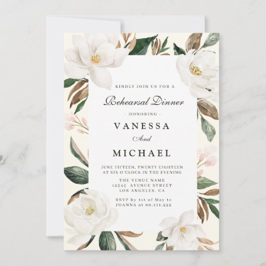 マグノリアモダンフローラリハーサルのディナー招待 招待状 (正面)