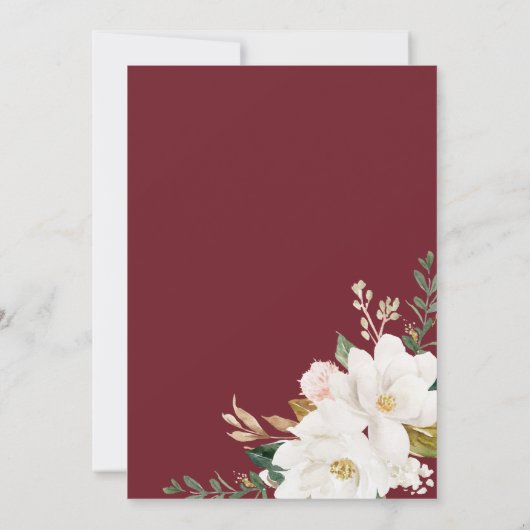 マグノリアモダンブルゴーニュ結婚式招待状 招待状 (裏面)