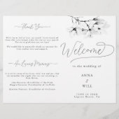 マグノリアモダン白黒クラス結婚式 プログラム (正面)