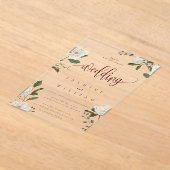 マグノリアモダン結婚の アクリル招待状 (レイダウン)