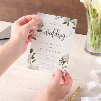 マグノリアモダン結婚の ベラム紙招待状