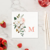 マグノリアモノグラムブライダルシャワーカクテルナプキンス スタンダードカクテルナプキン (インサイチュ)