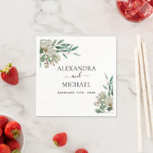 マグノリアユーカリプトゥスウォーターカラーエレガントな結婚式 スタンダードカクテルナプキン (インサイチュ)